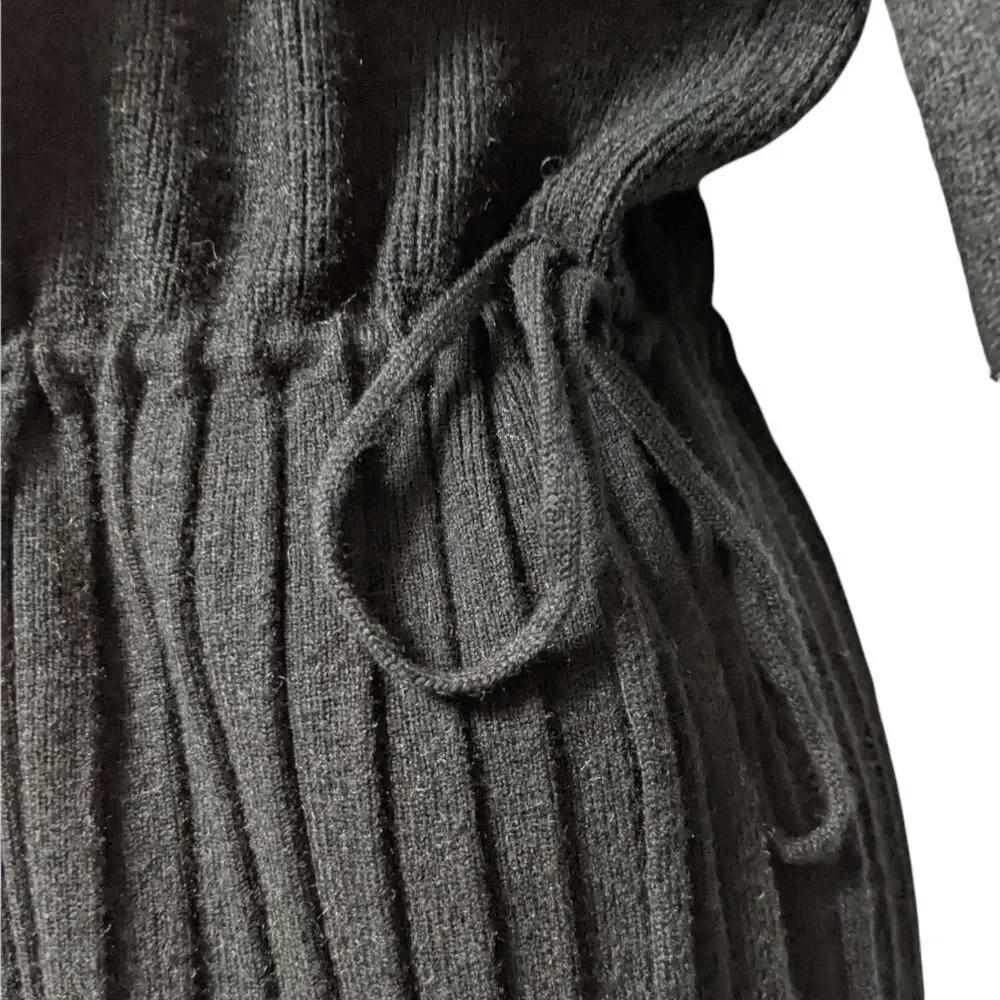 MILK Thick Knit Ribbed Mock Neck Minimalist Midi Dress M